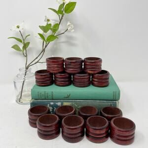Set of 15 Vintage Wooden Napkin Rings